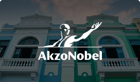 AkzoNobel logo on image of painted buildings