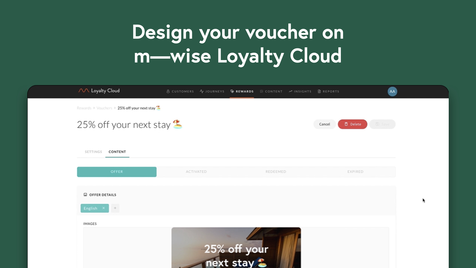 Voucher design screen on m—wise Loyalty Cloud