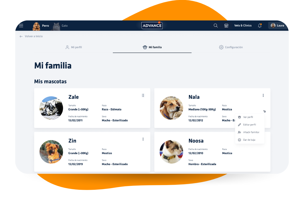 Family profile for loyalty program members with multiple pets
