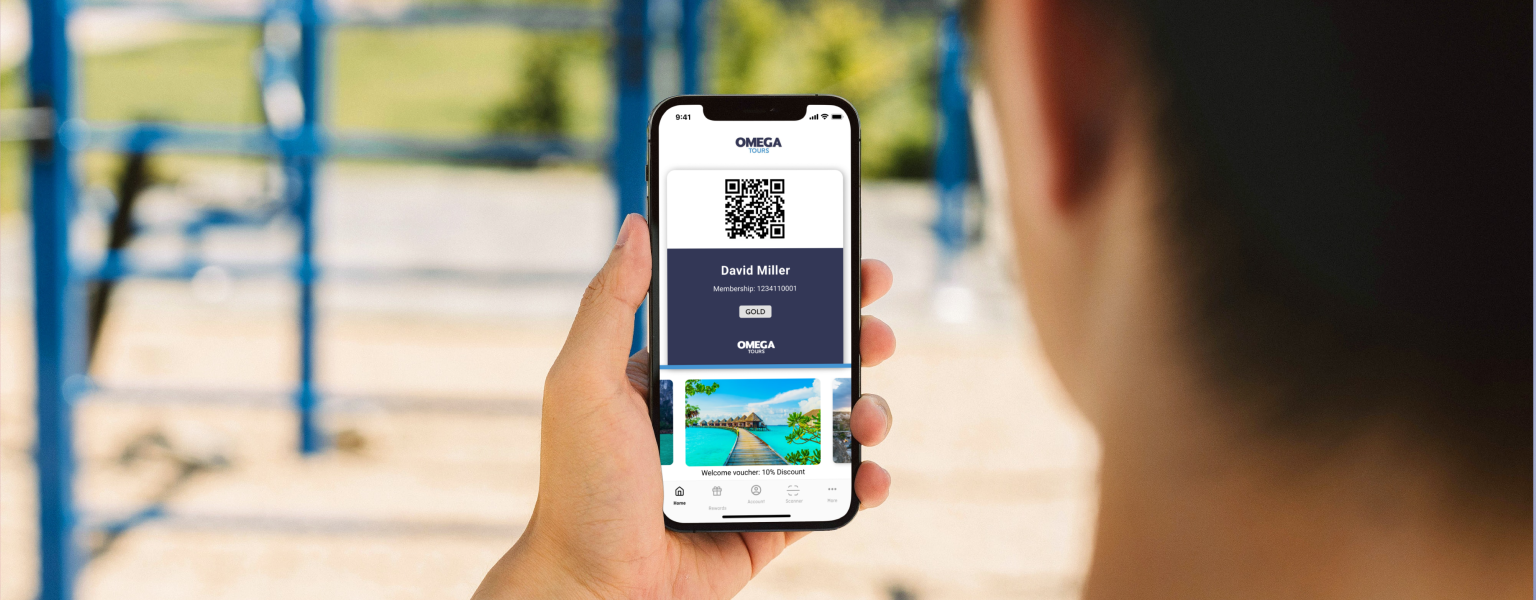 Travel loyalty app showing customer card details