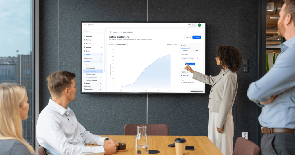 Loyalty Cloud Insights presentation on meeting screen